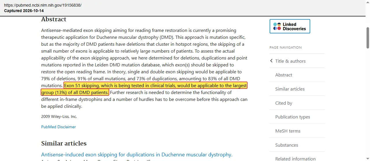 Aartsma-Rus 2009, quoted passage highlighted