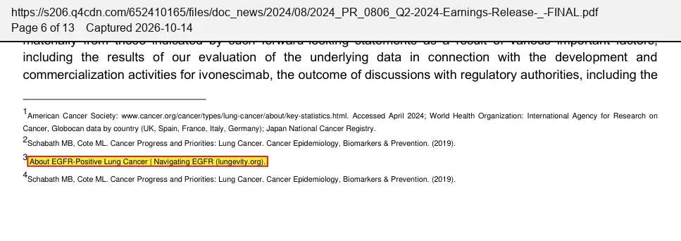 Summit Therapeutics (2024) press release, August 6, 2024, quoted passage highlighted