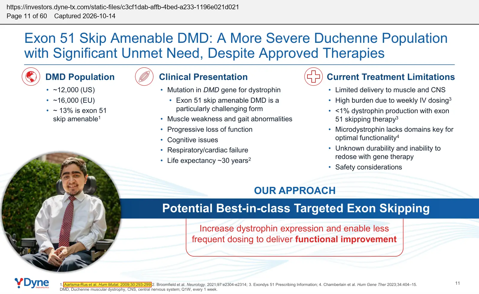 Dyne Therapeutics (2026) corporate presentation, July 2026, quoted passage highlighted